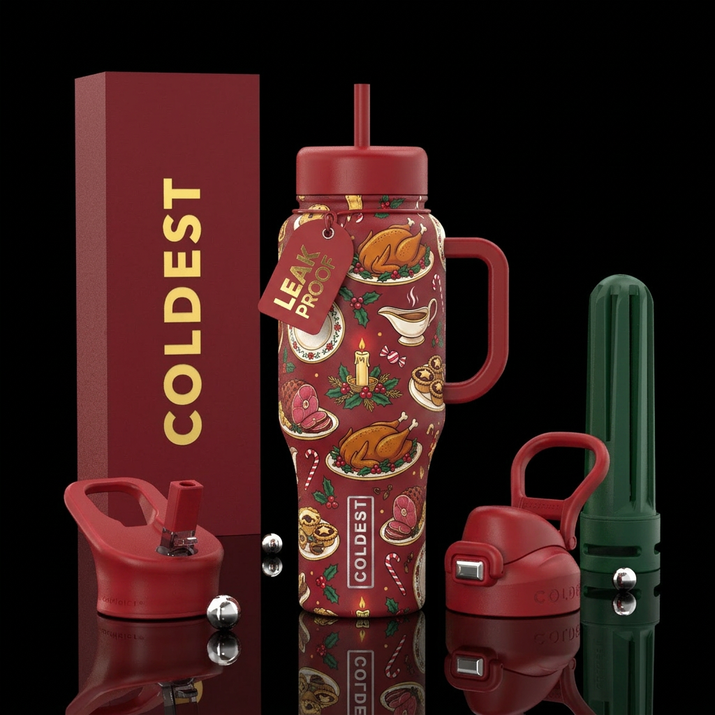 Christmas dinner water bottle design