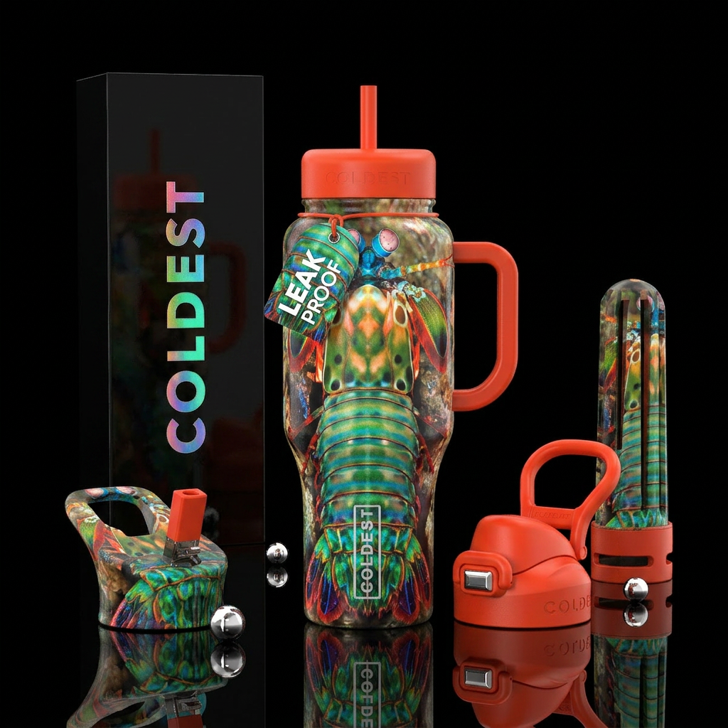 Mantis shrimp water bottle design