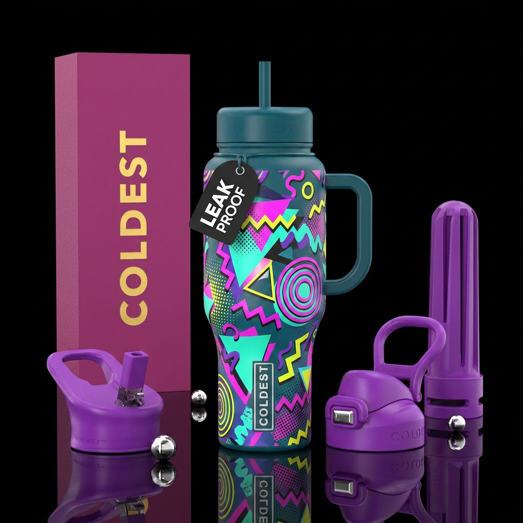 90s vibe water bottle design