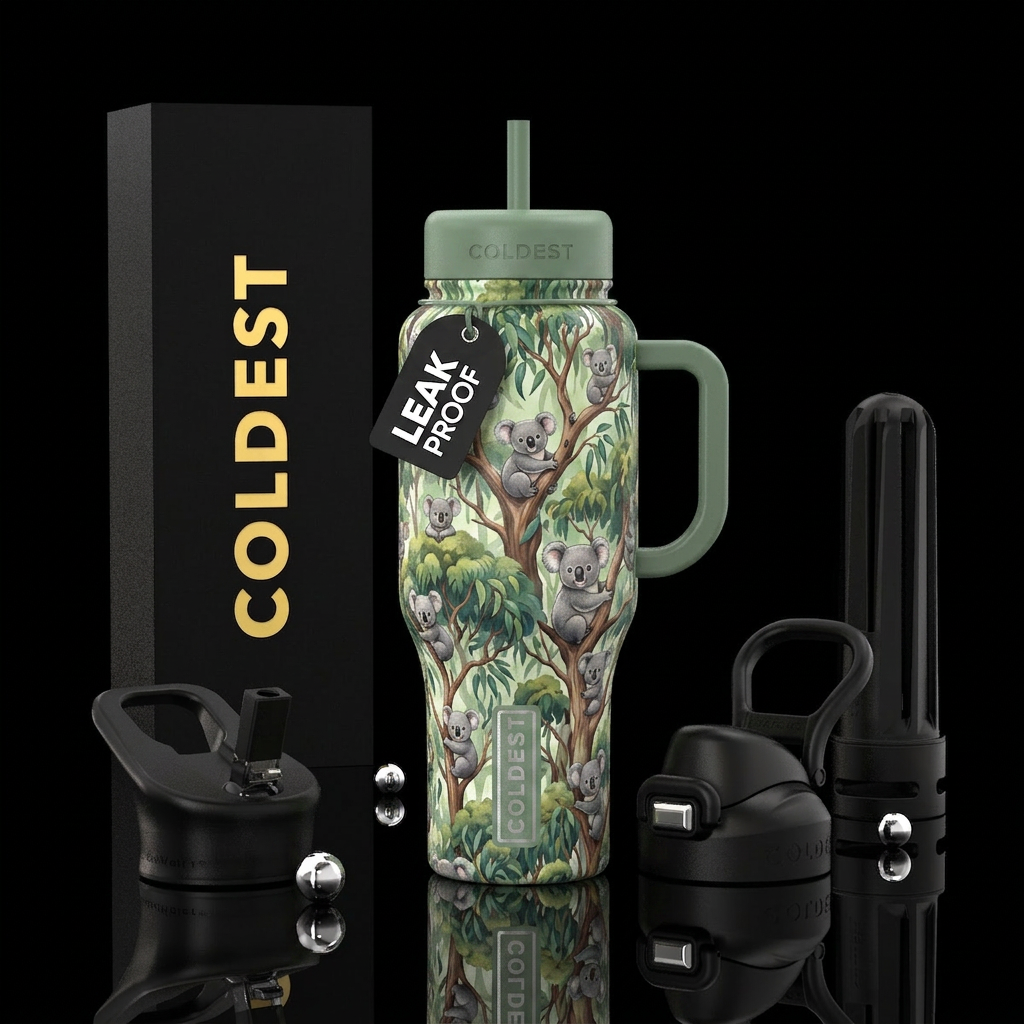 eucalyptus (gum) trees With koalas cute all around water bottle design