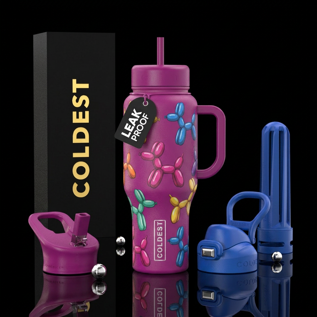 Balloon dogs slowly wrapping around the bottle water bottle design