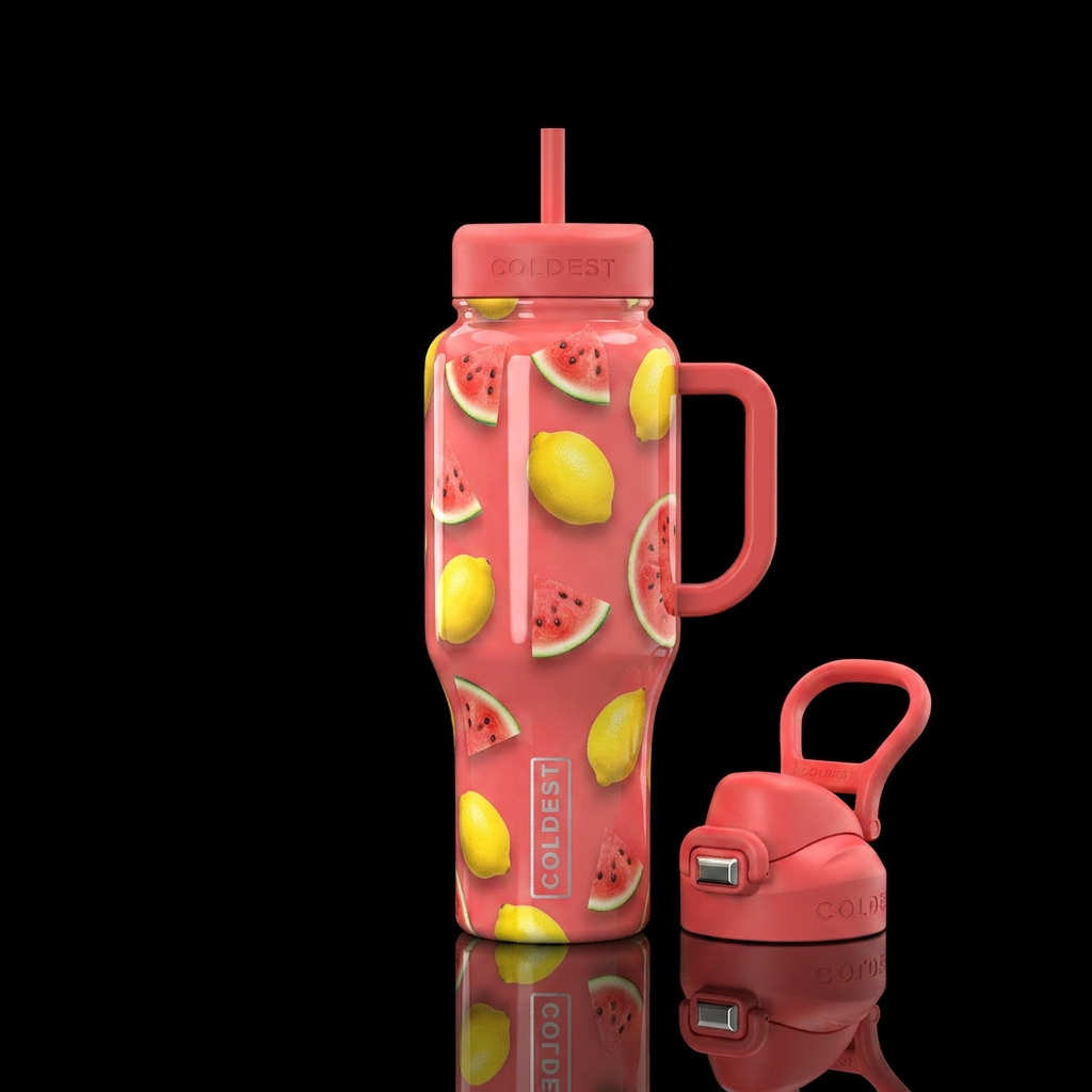 Watermelon slices and lemons water bottle design