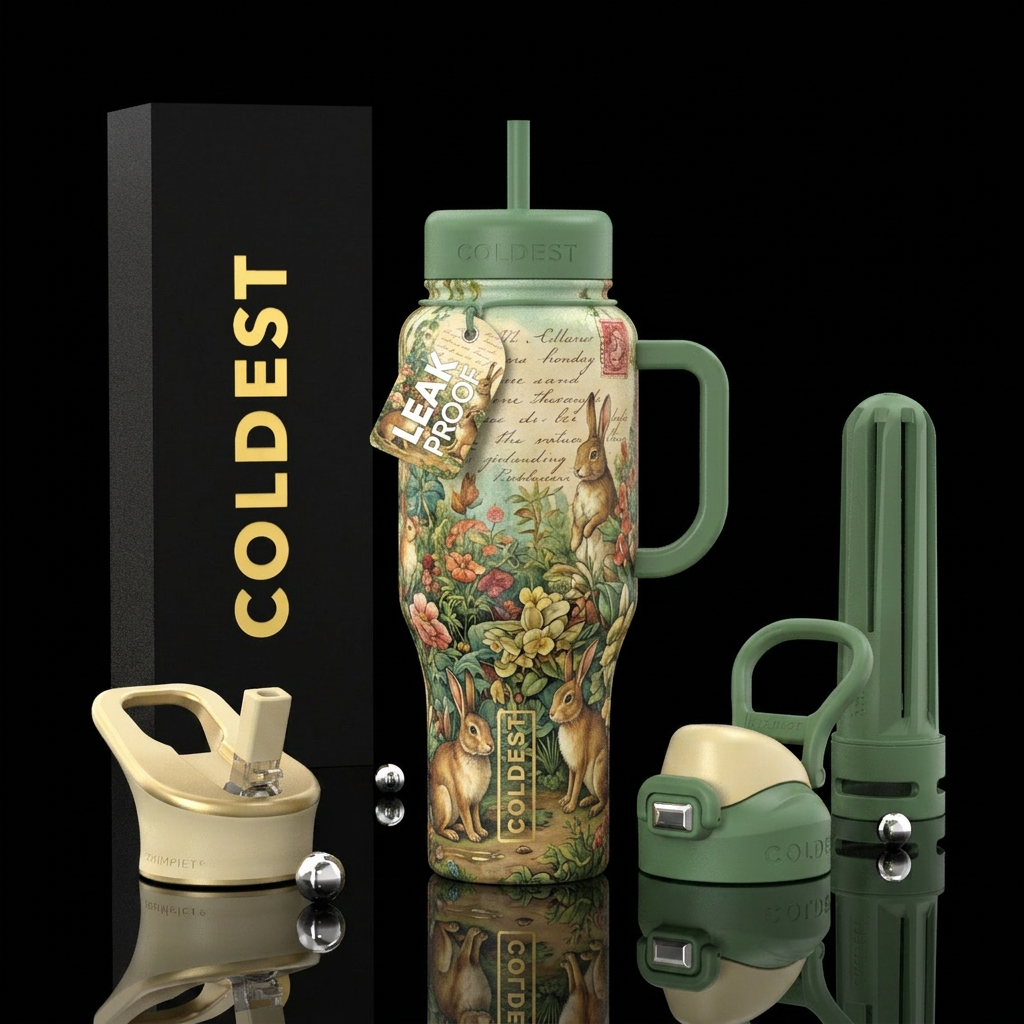 Vintage garden vintage letter rabbit style water bottle design