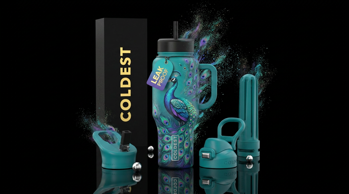 Beautiful peacock in painting form wrapped around ... water bottle design