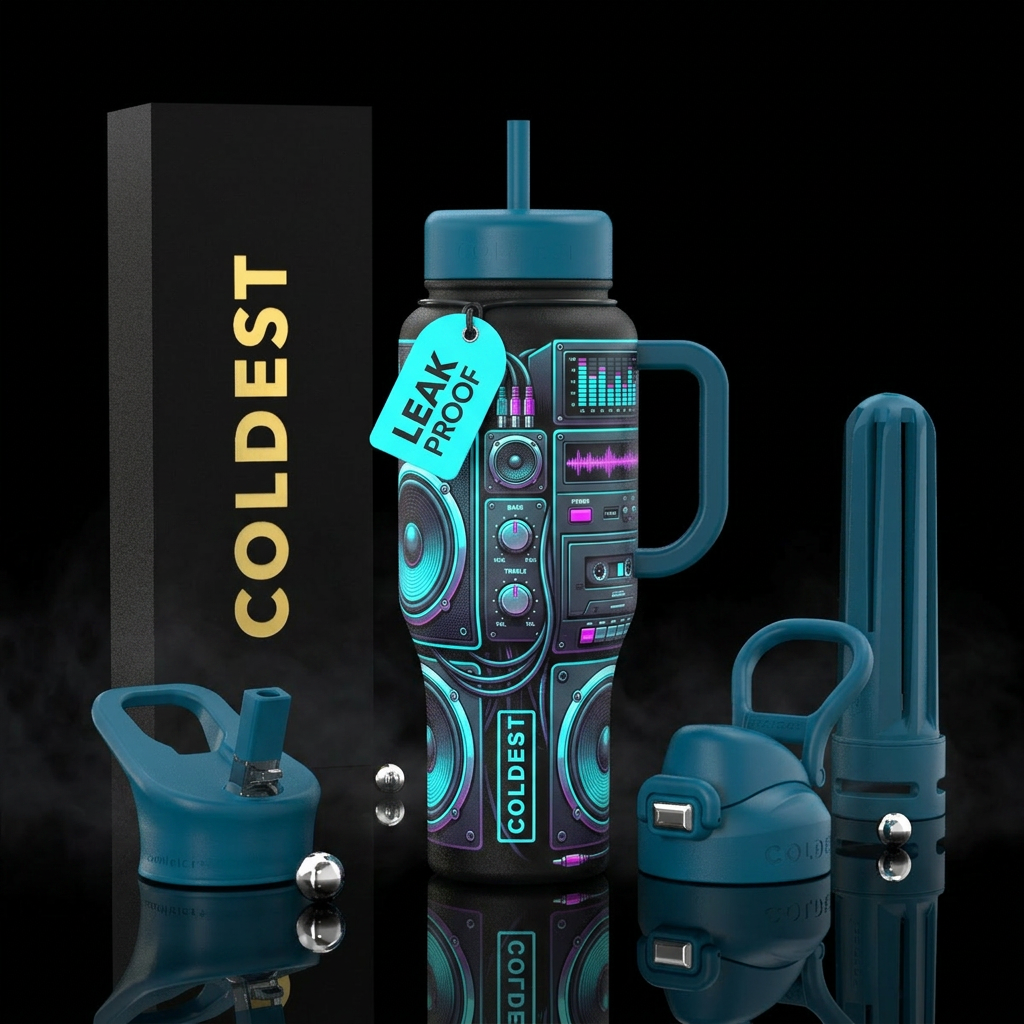 Feel the music water bottle design