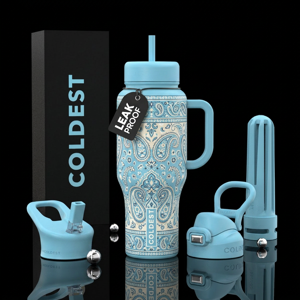 Kool blue water bottle design