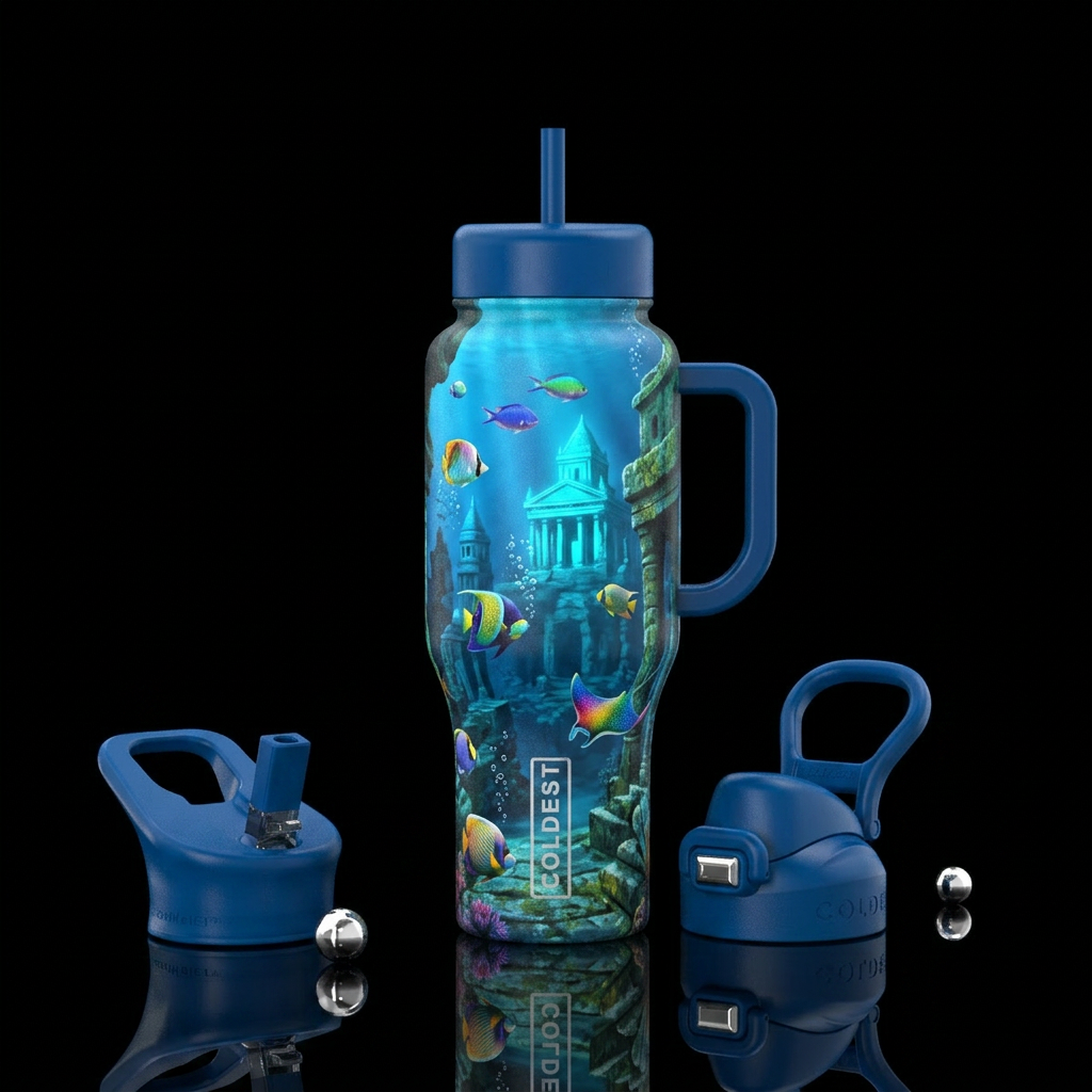 City under water water bottle design
