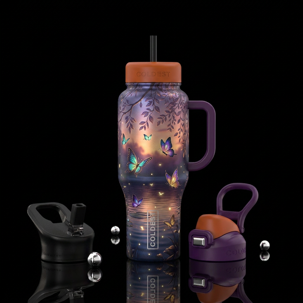 Peaceful view water bottle design