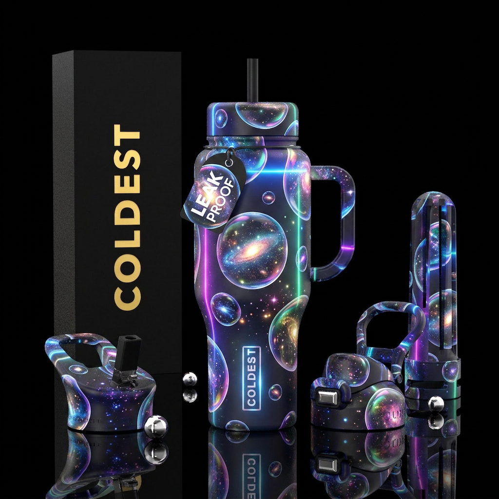 Bubble galaxy water bottle design