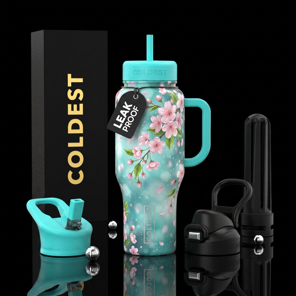 Calm blossoms water bottle design