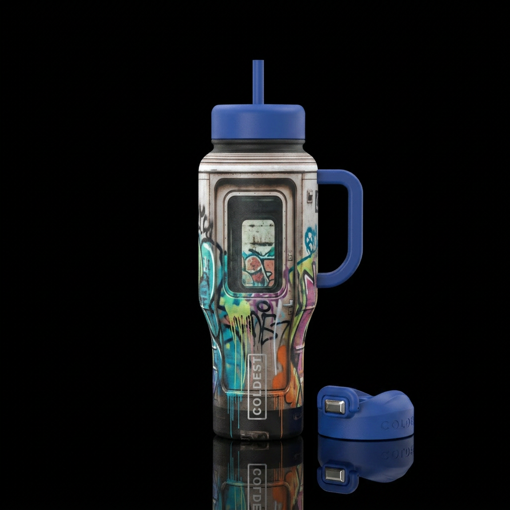 Good old train ride water bottle design