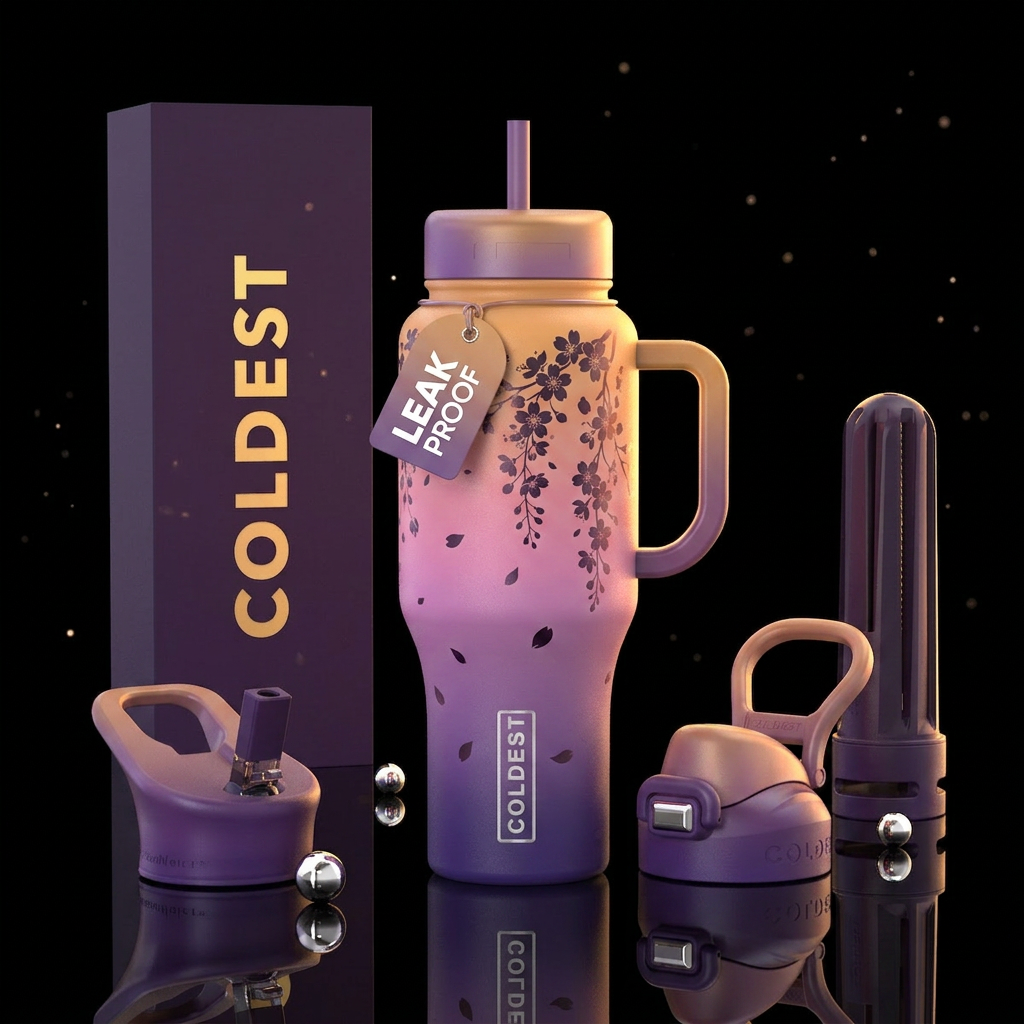 Sunset flower water bottle design