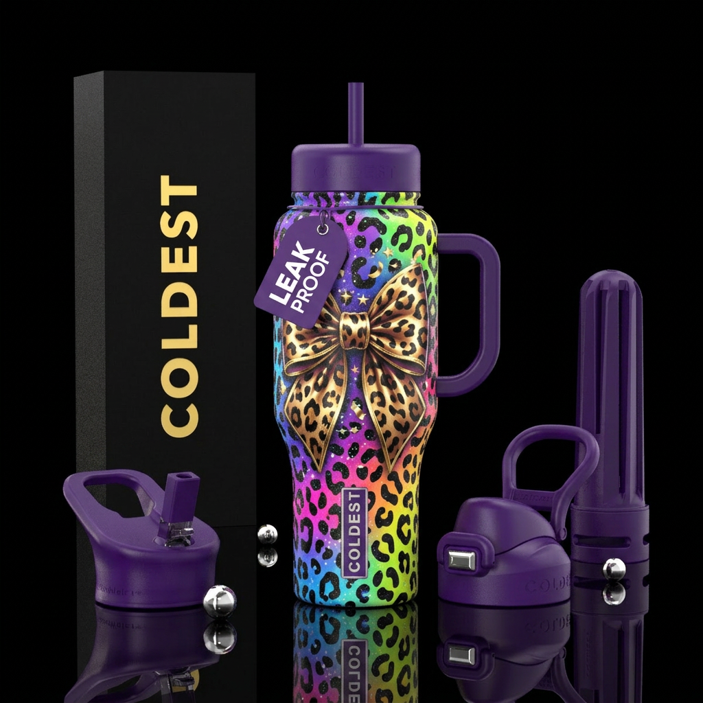 Fancy leopard print water bottle design