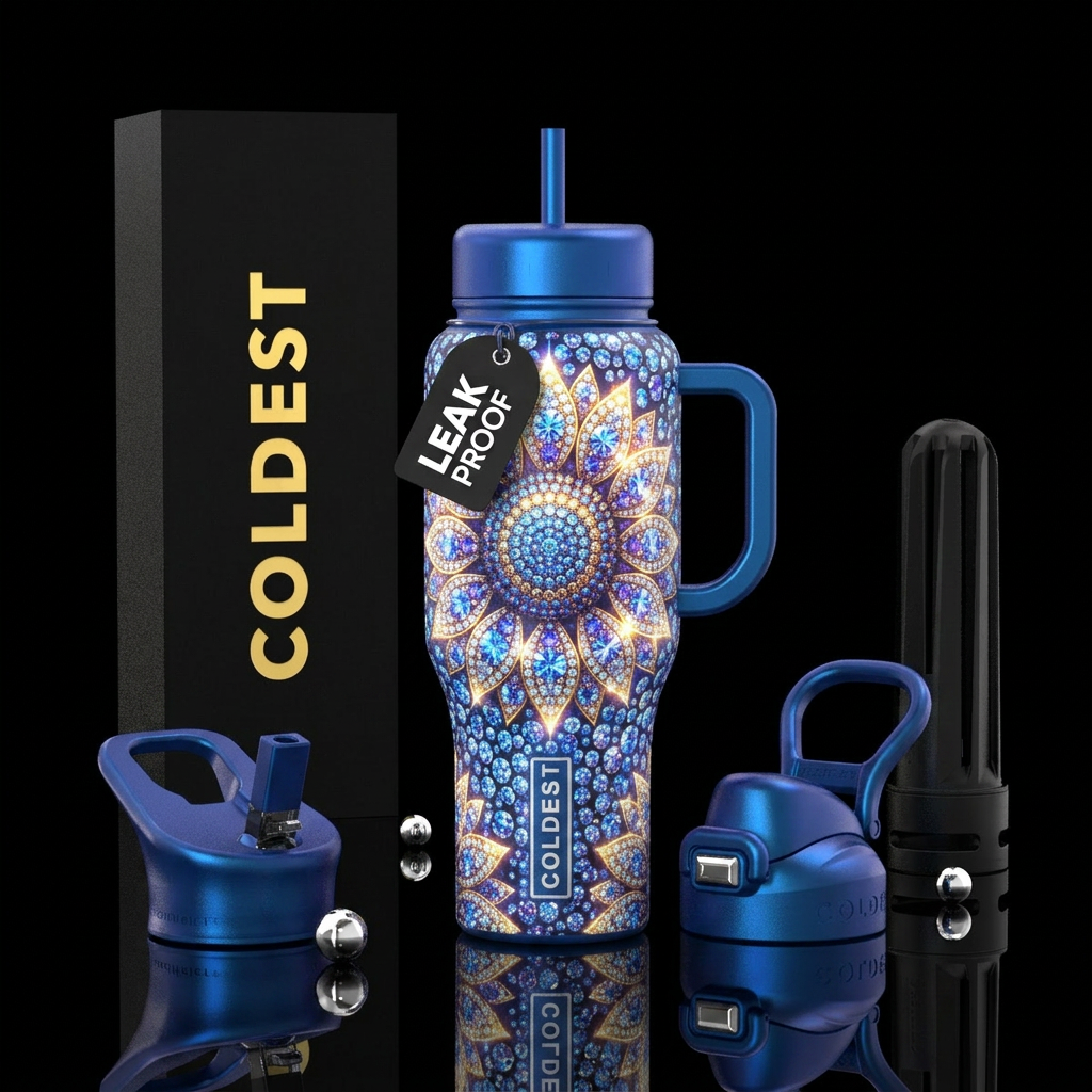 Glowing diamond sunflower water bottle design