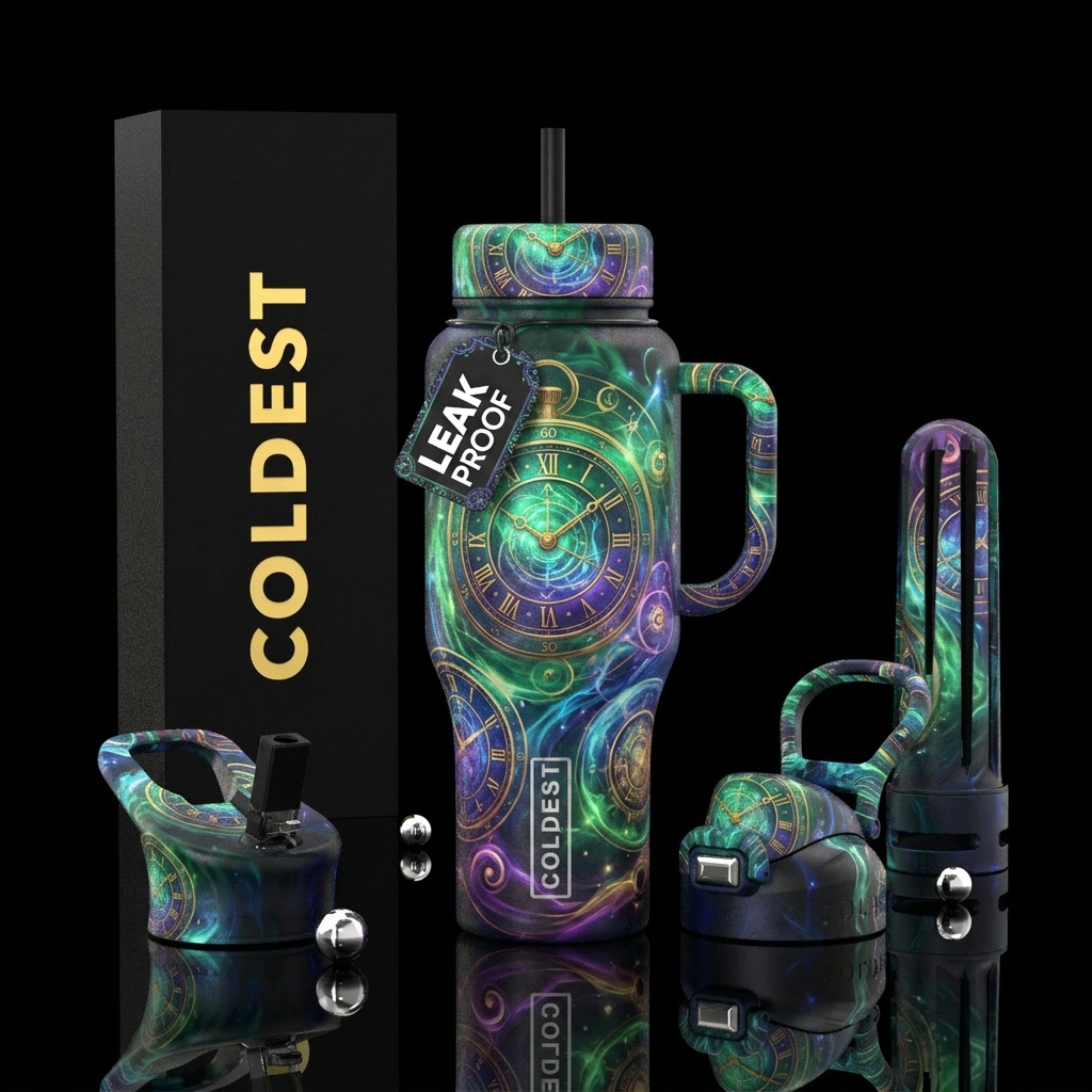 Magical clocks water bottle design