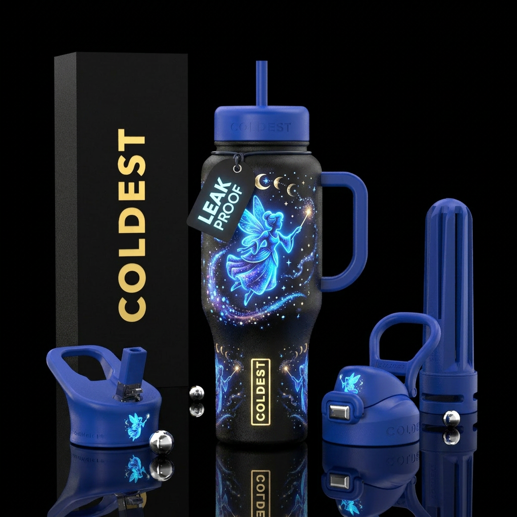 Fairy godmother glow in dark water bottle design