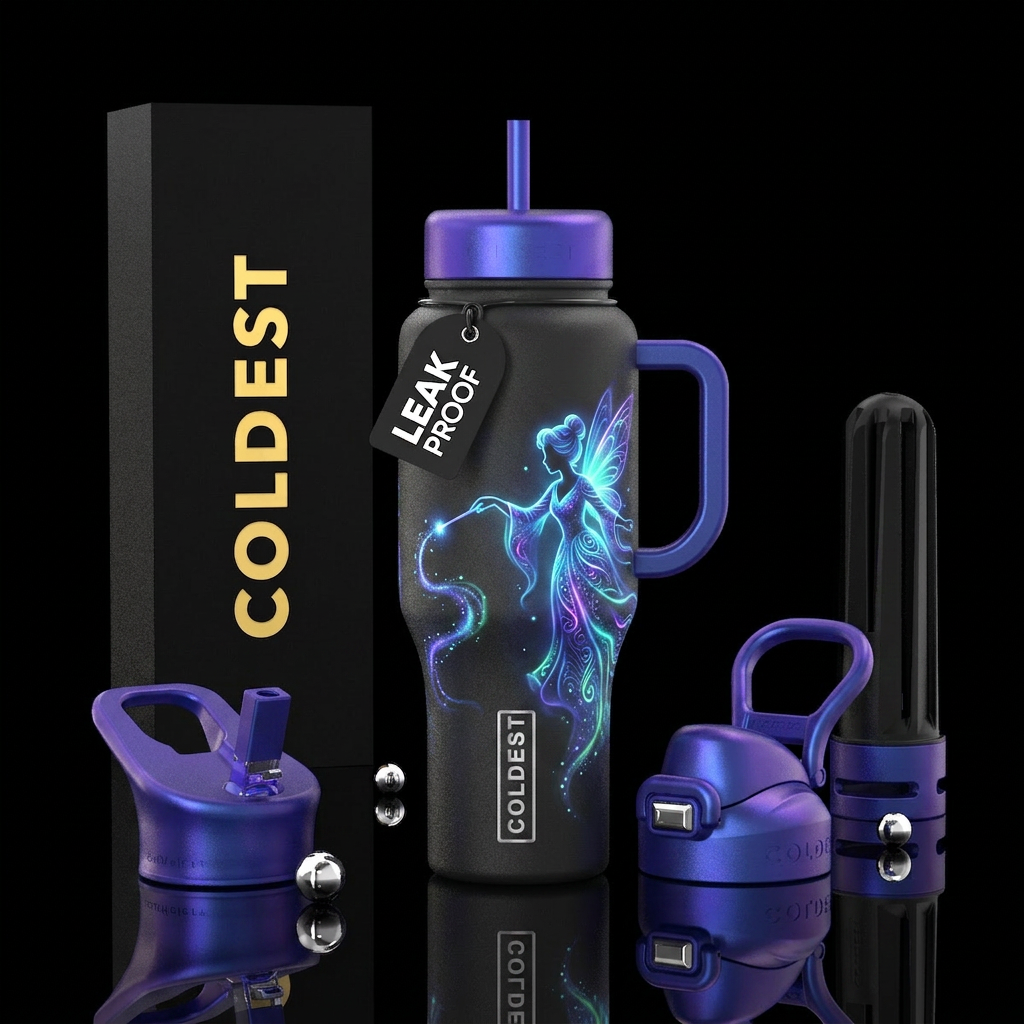Fairy godmother glow in dark water bottle design