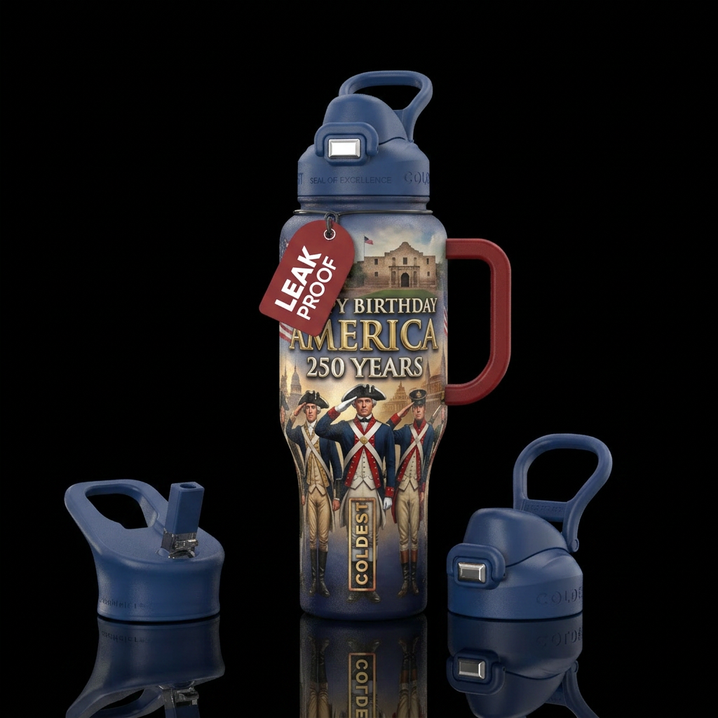 Happy birthday America 250 years with saluting sol... water bottle design