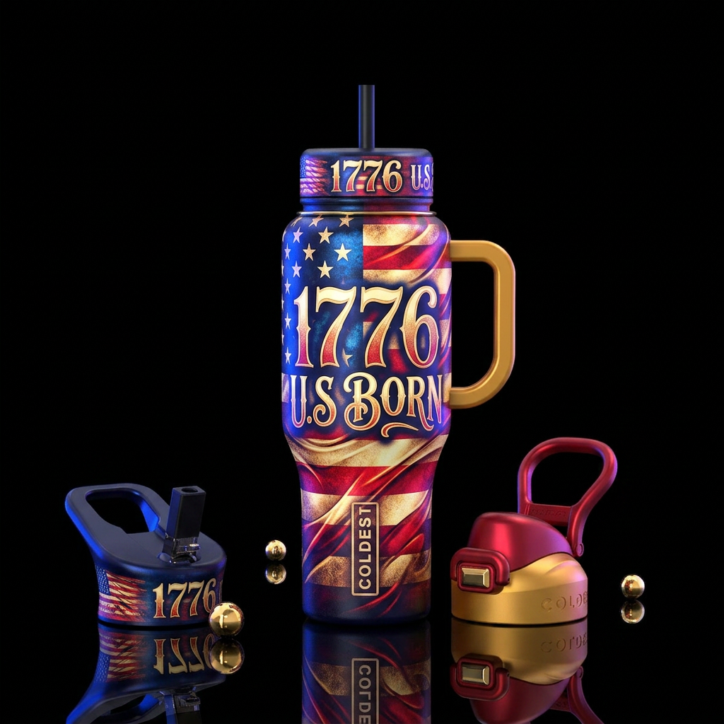 1776 u.s born water bottle design