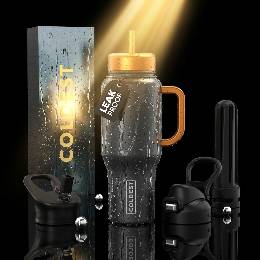 Rainy day with a ray of glowing sunlight water bottle design