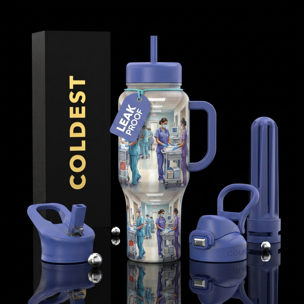 Nurse working in hospital water bottle design
