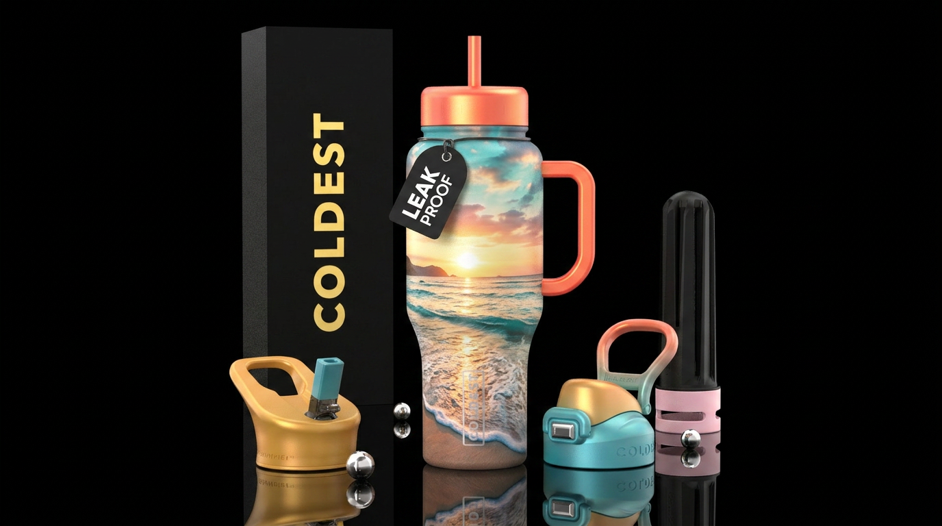 Morning beach sunrise water bottle design