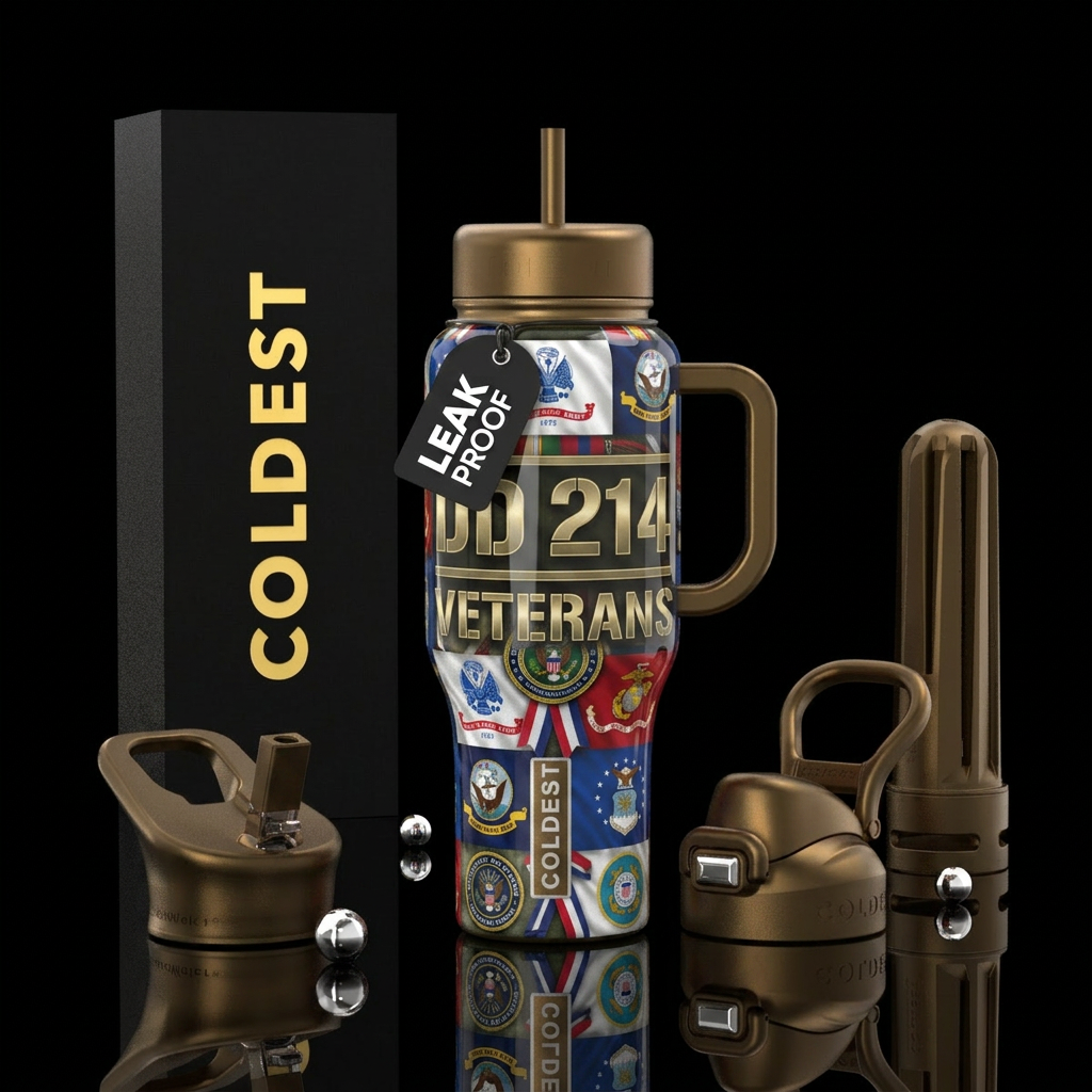 Words DD 214. Veterans  with all the military serv... water bottle design