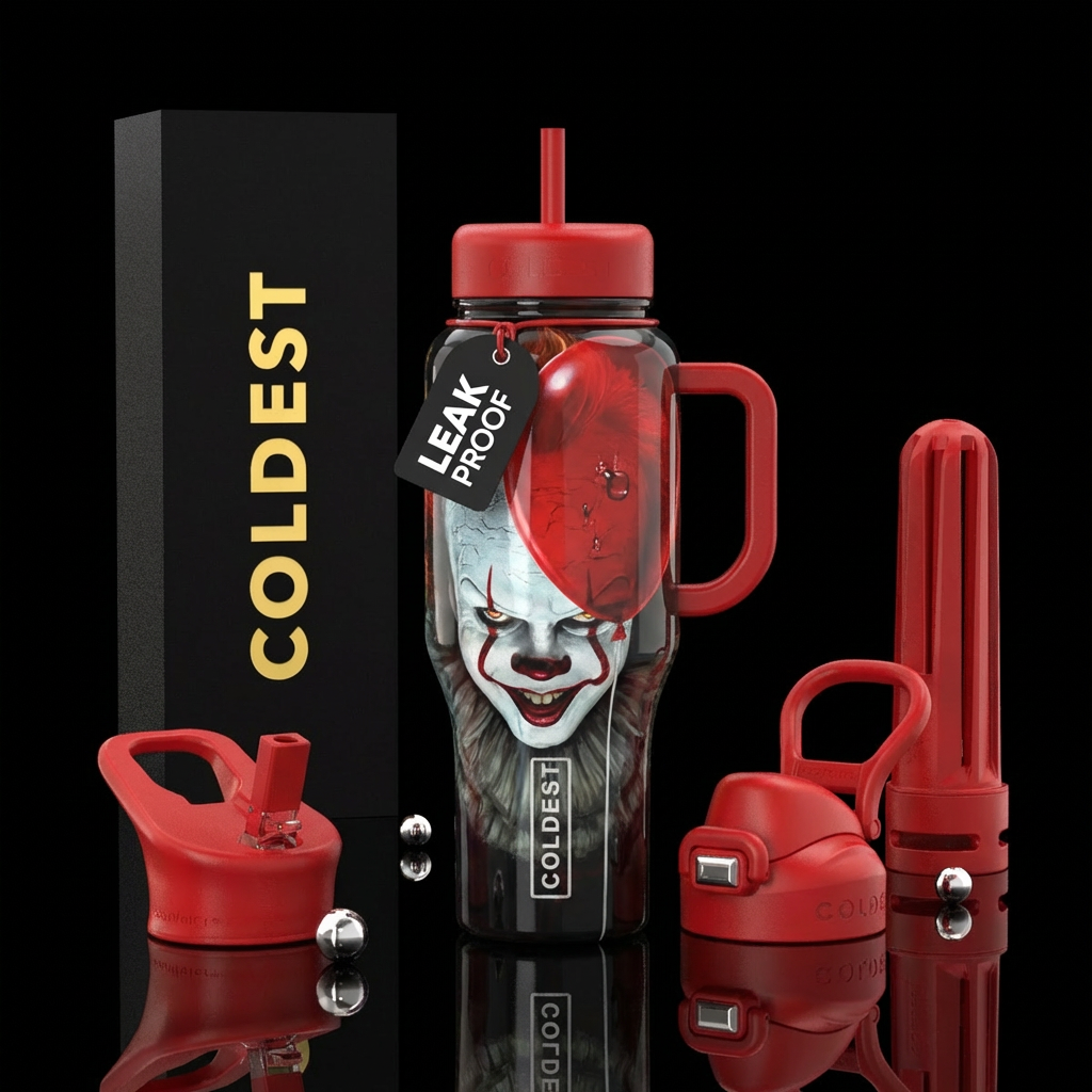 Stephen King pennywise Red balloon water bottle design