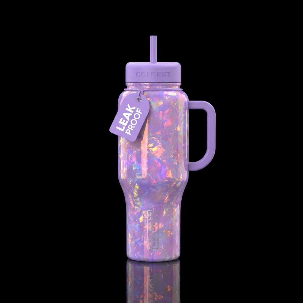 Lavender fire opal water bottle design