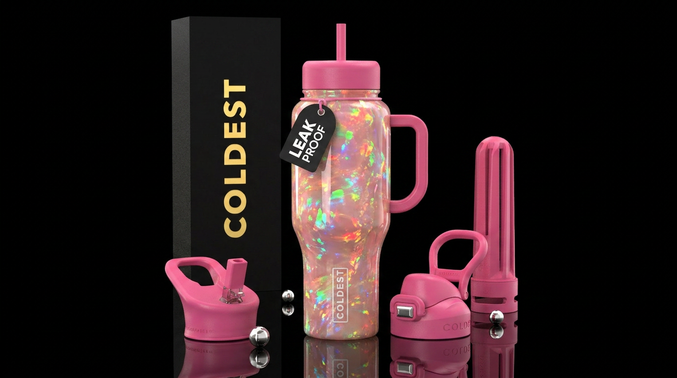 Pink fire opal water bottle design