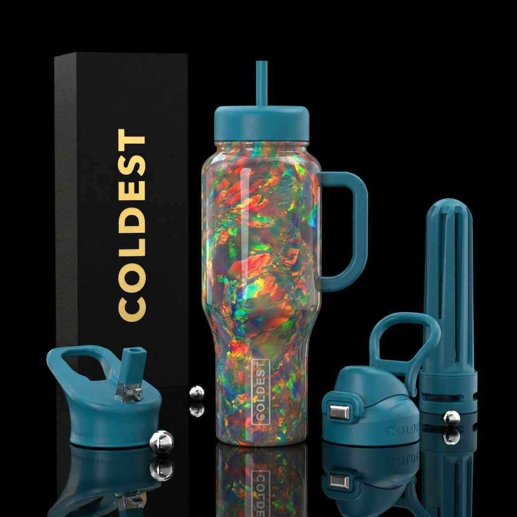 Multi-color fire opal water bottle design