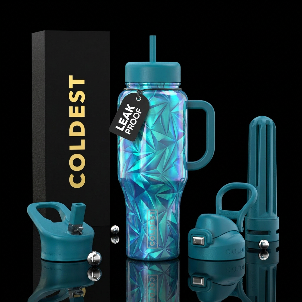 Opalized, tranquil, synthwave, calm waters, pristi... water bottle design