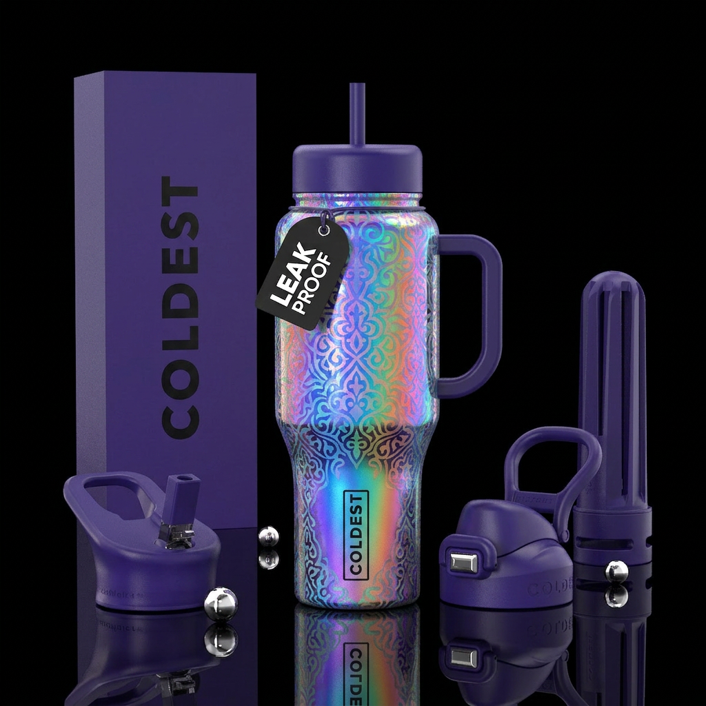 moroccan, organic, gradient, hologram, holographic... water bottle design