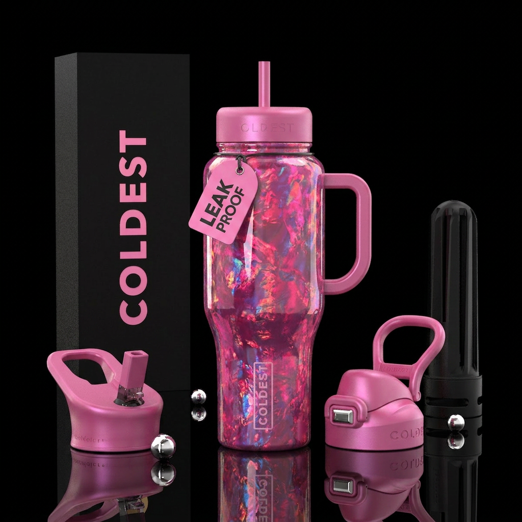 Pink opal fire water bottle design