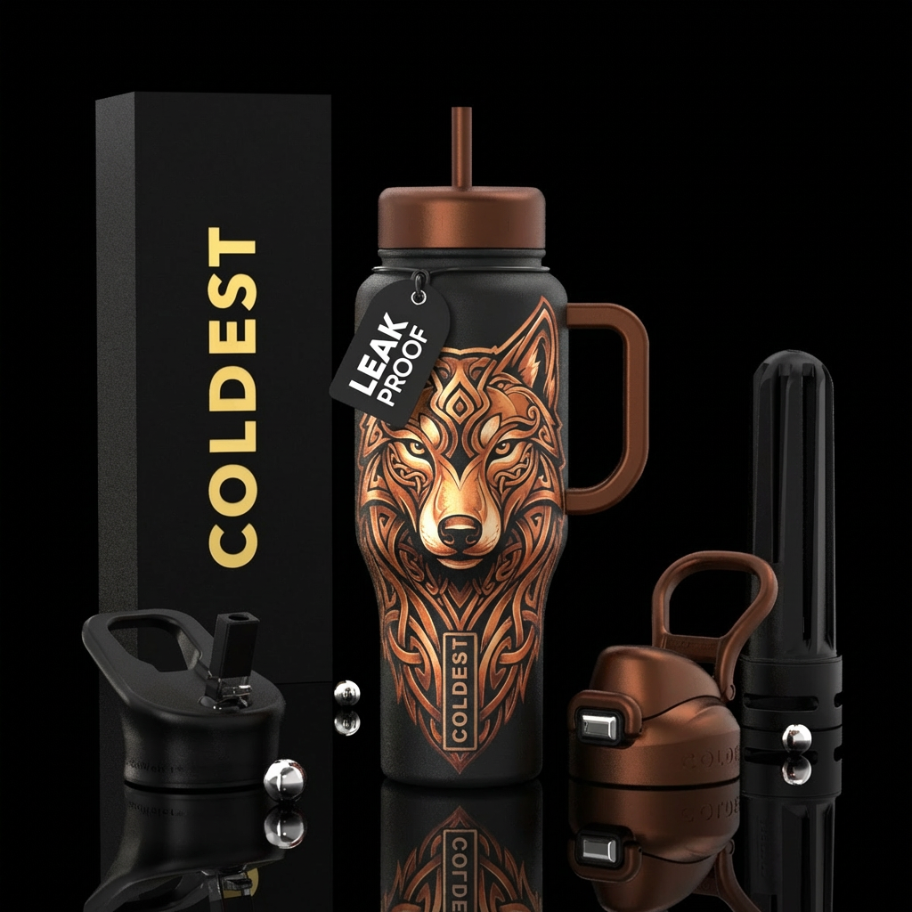 Nordic Wolf water bottle design