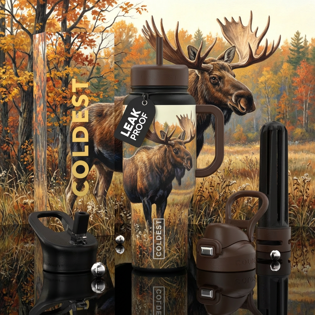 Rustic Moose water bottle design