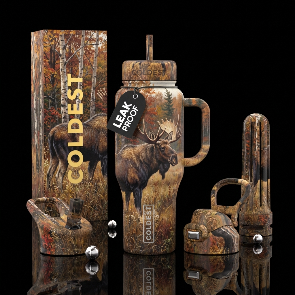 Woodland Moose water bottle design