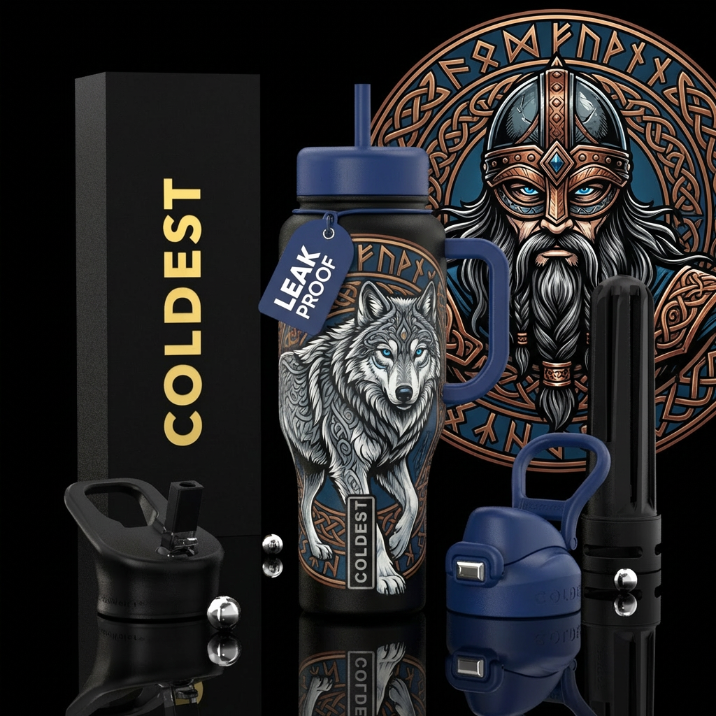 The legendary Viking water bottle design
