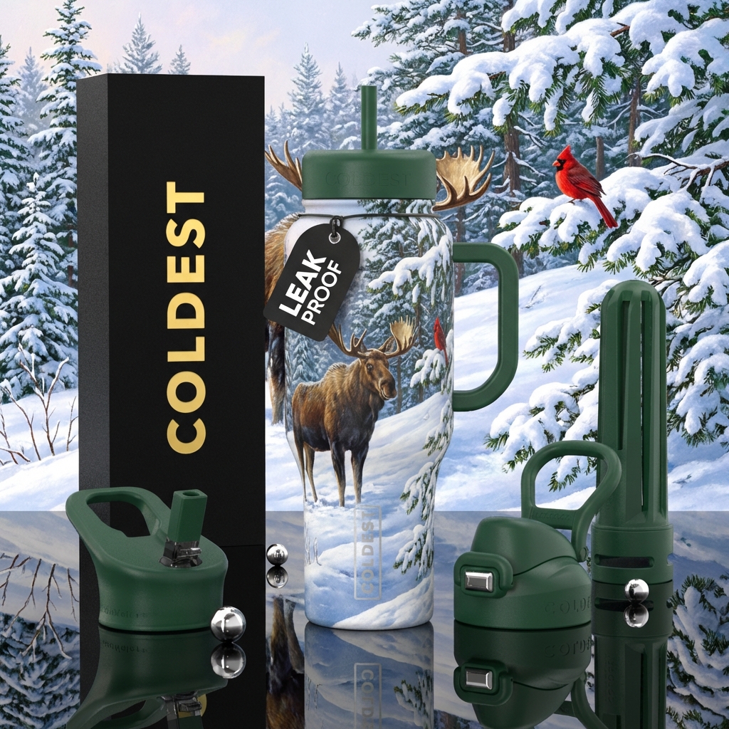 Woodland Moose water bottle design