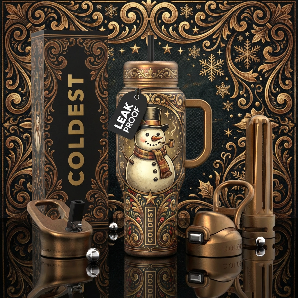 Vintage Snowman water bottle design