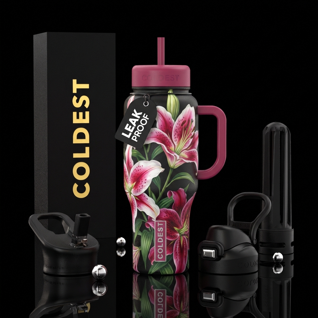 Stargazer Lillies in full bloom water bottle design