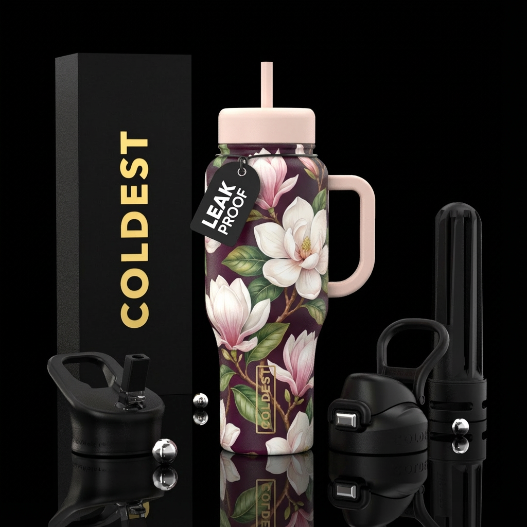 Magnolia,, realism water bottle design