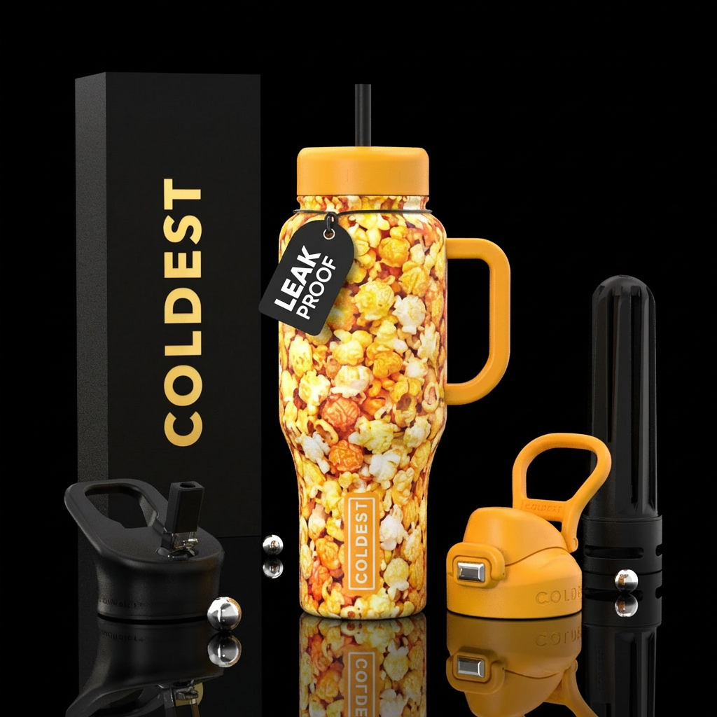 Popcorn textured coveting entire bottle water bottle design