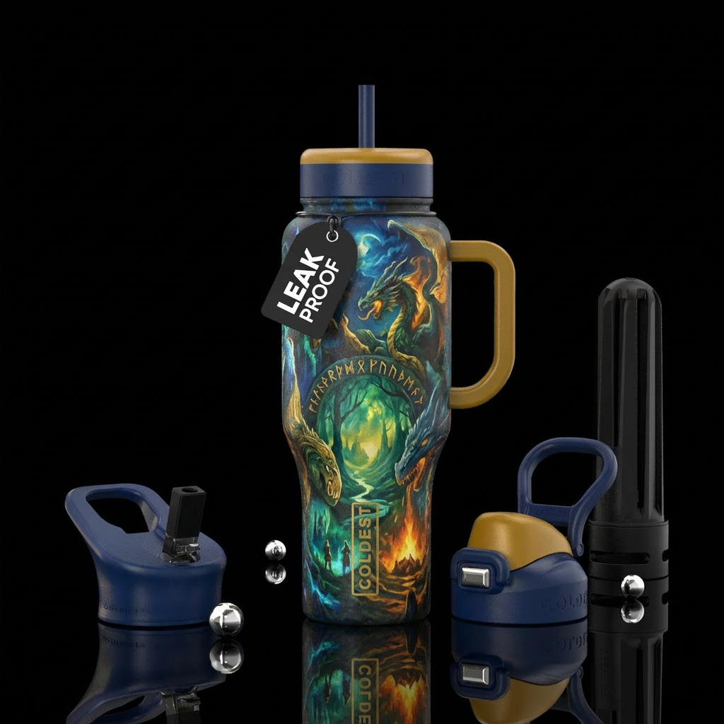 magical, old, mythical, painting water bottle design