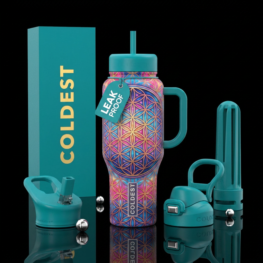Flower of life water bottle design