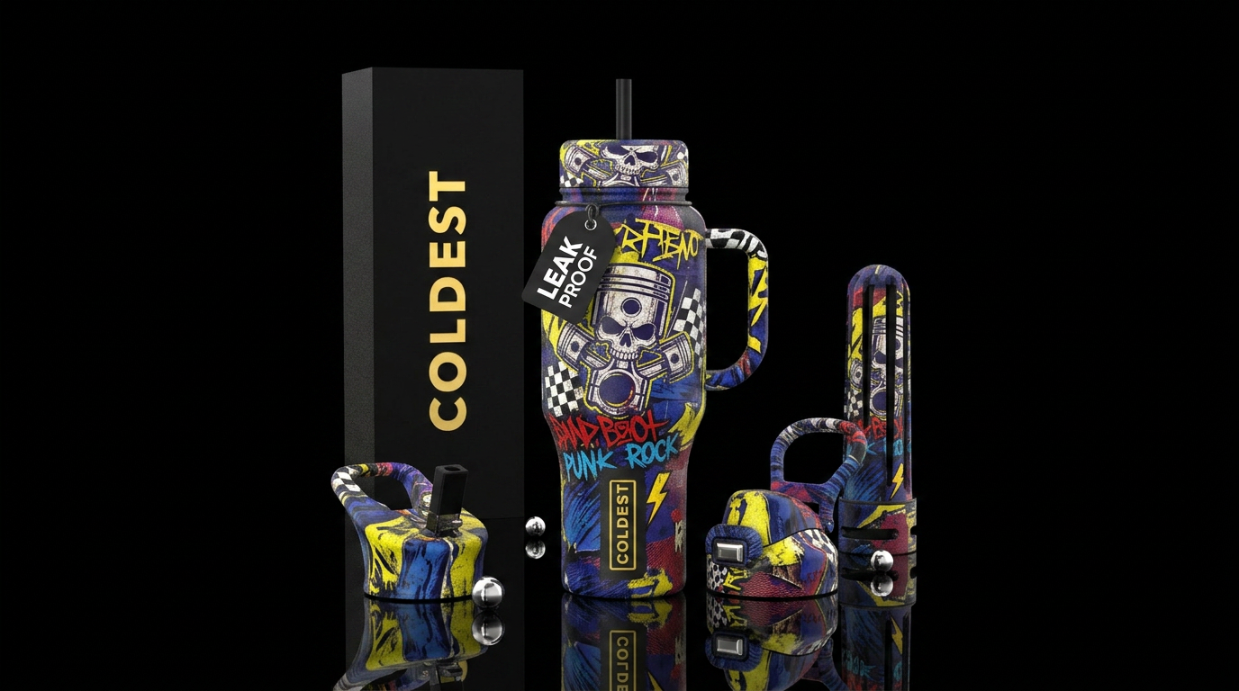 motorsports, punk rock water bottle design