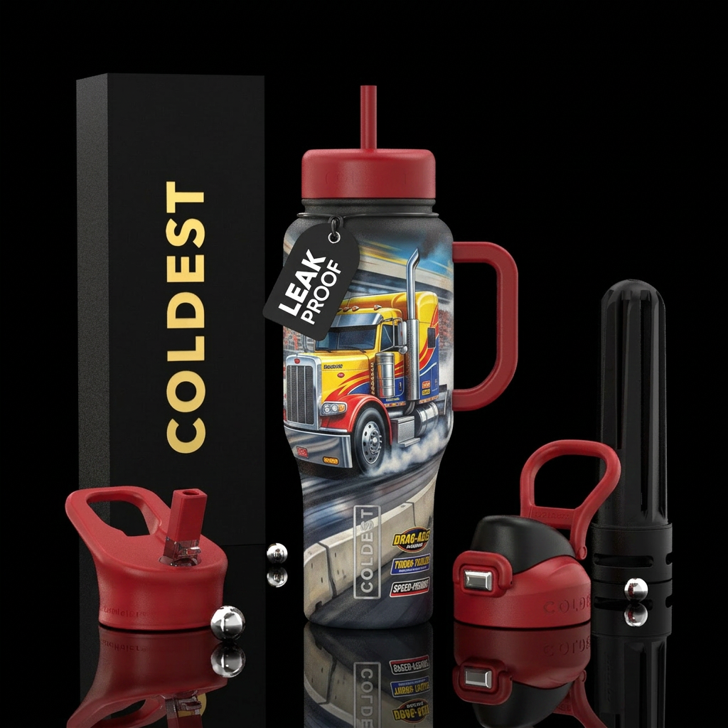 18 wheeler drag racing water bottle design