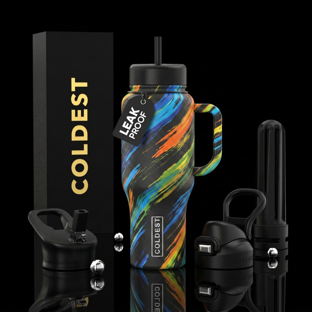 Simple colorful not ai water bottle design
