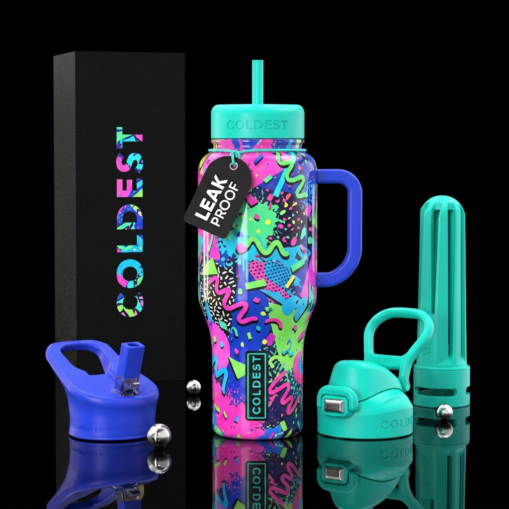 80s graphics freestyle design water bottle design