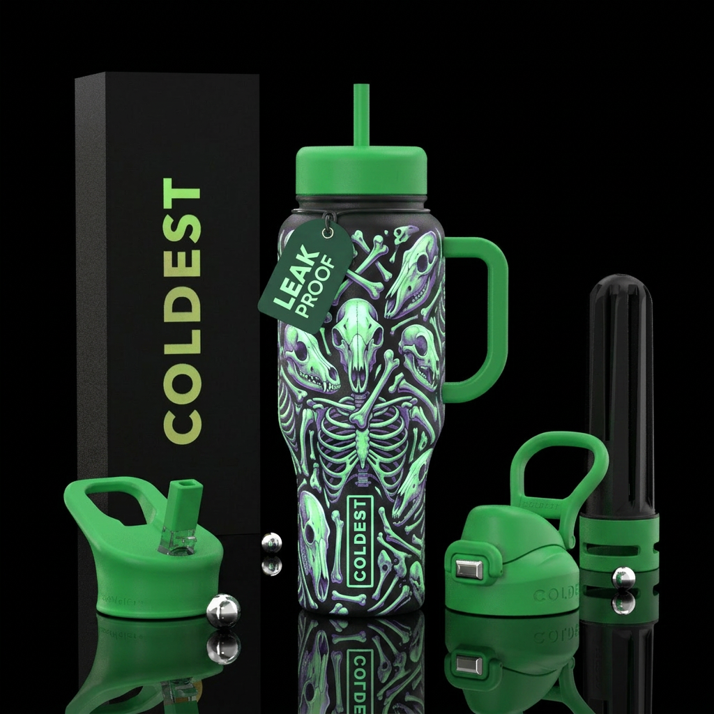 Glowy bone collector water bottle design
